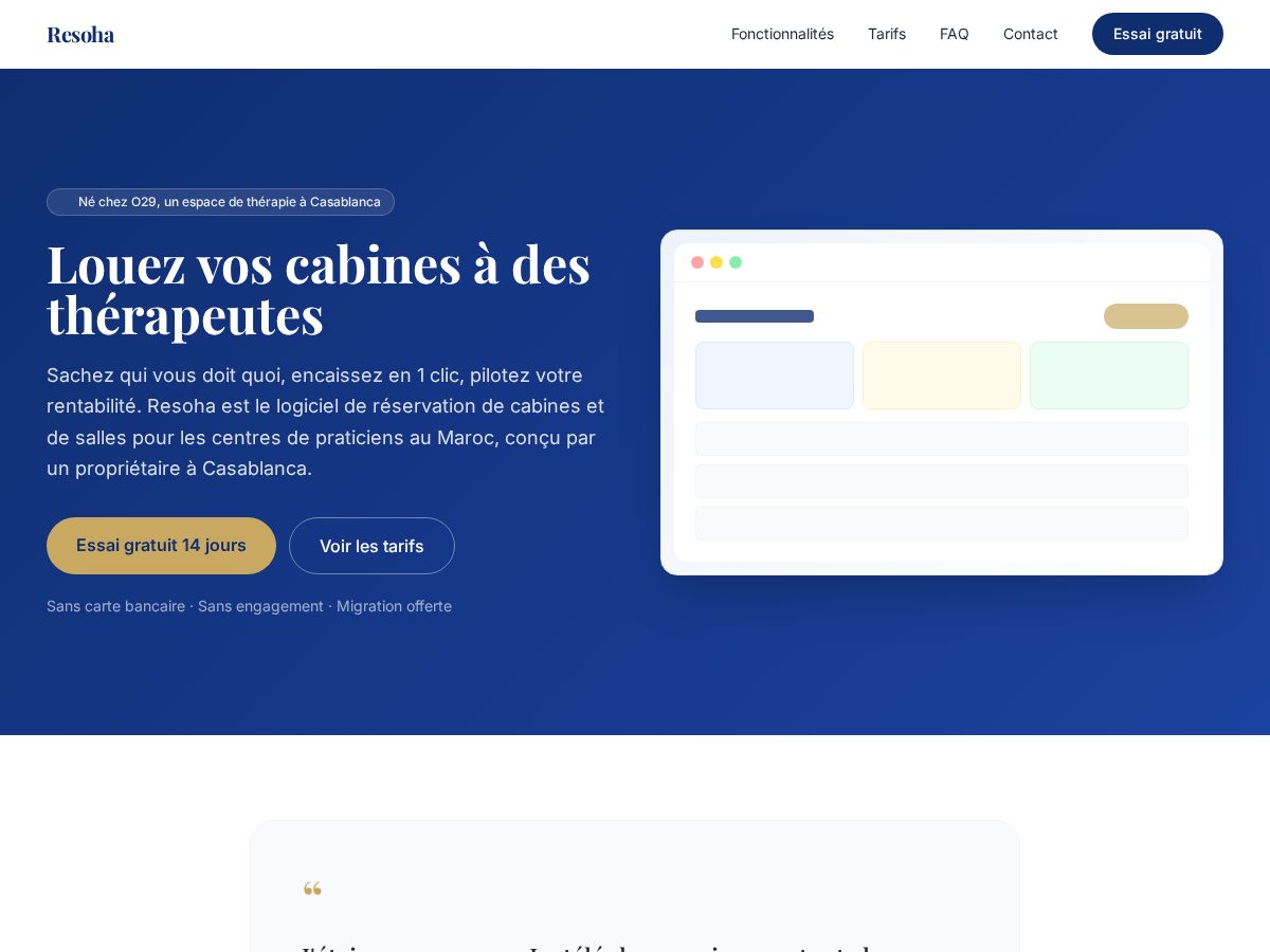 Landing-page snapshot of resoha.com