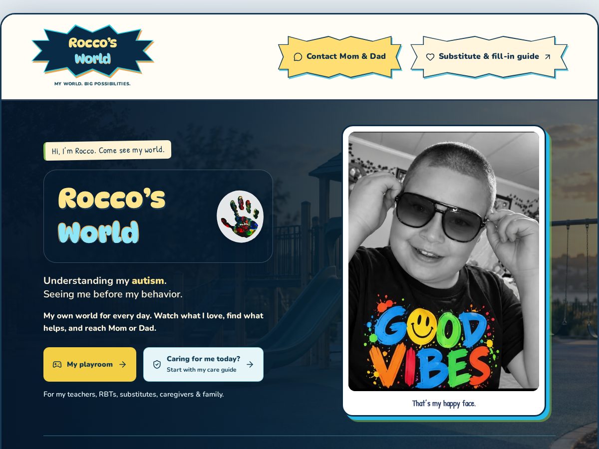 Landing-page snapshot of roccosworld.org