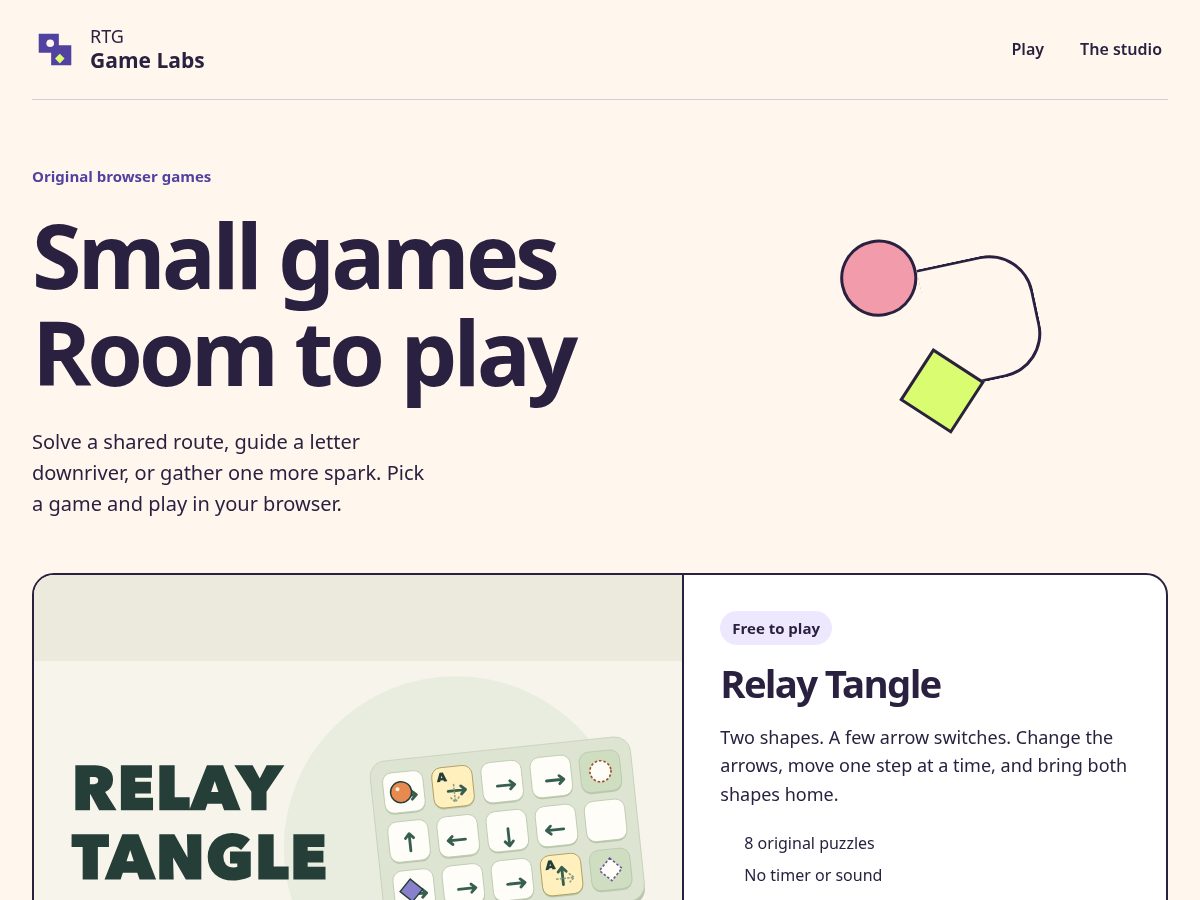 Landing-page snapshot of rtggamelabs.com