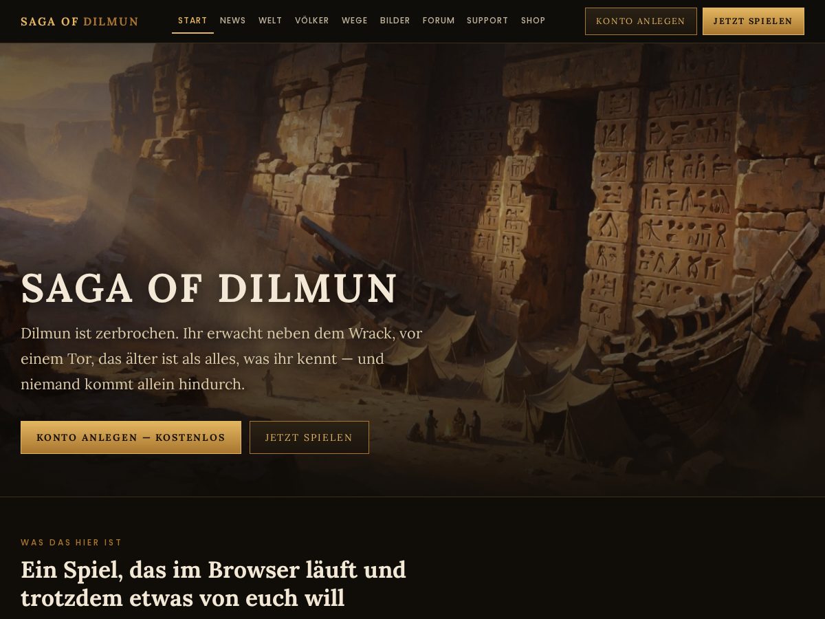 Landing-page snapshot of sagaofdilmun.com