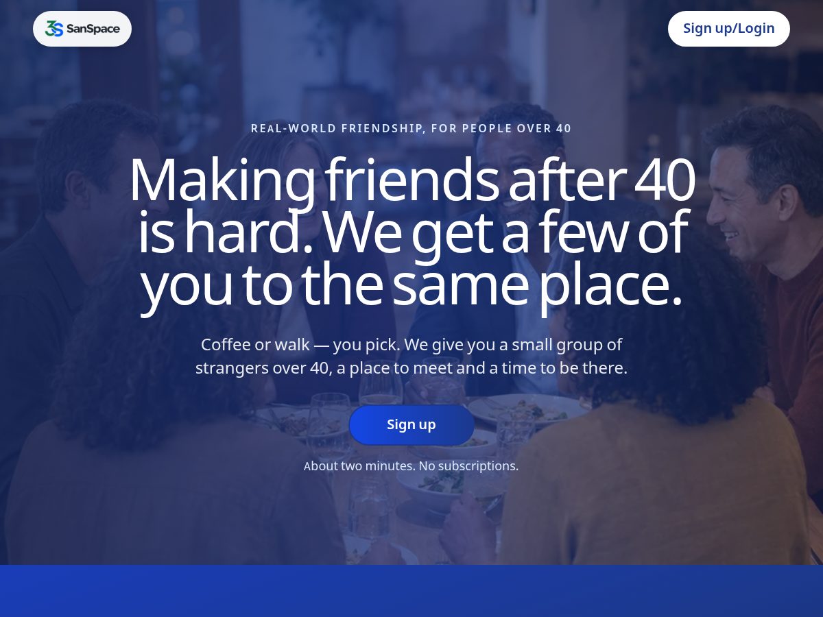 Landing-page snapshot of sanspaceapp.com