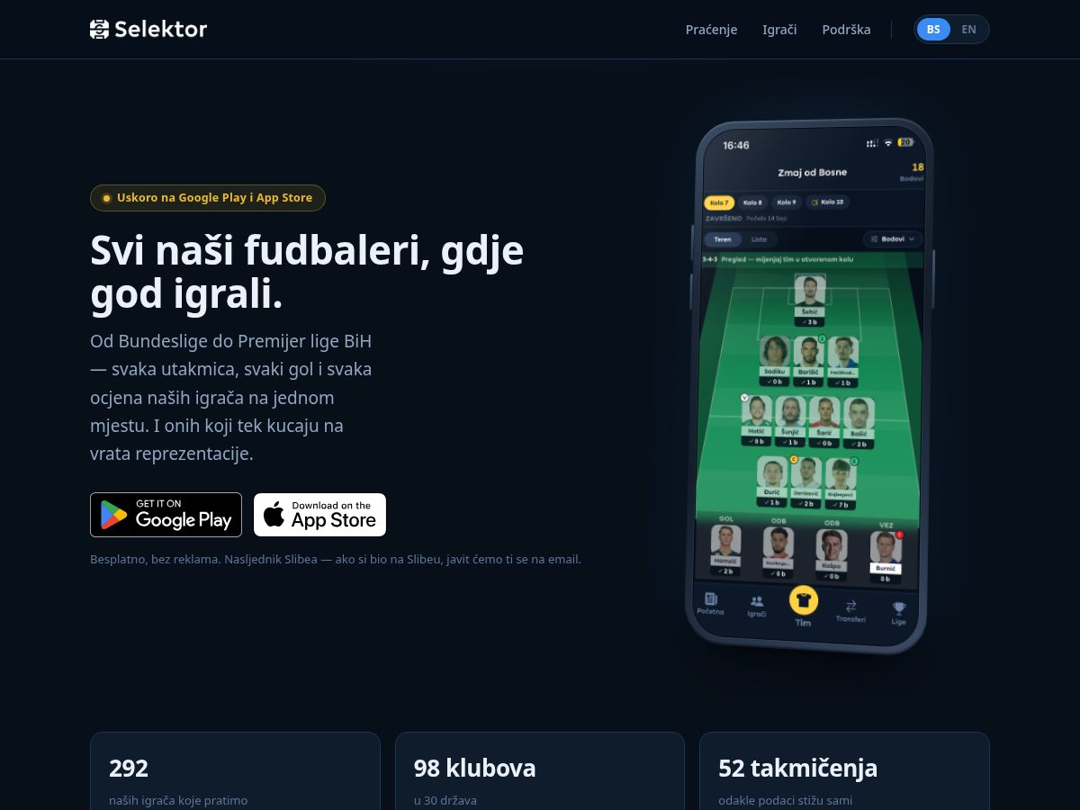 Landing-page snapshot of selektor.online