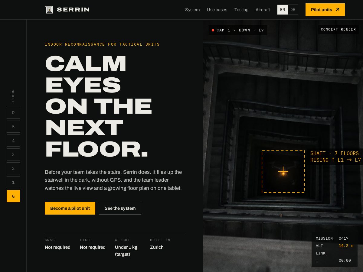 Landing-page snapshot of serrinrobotics.com