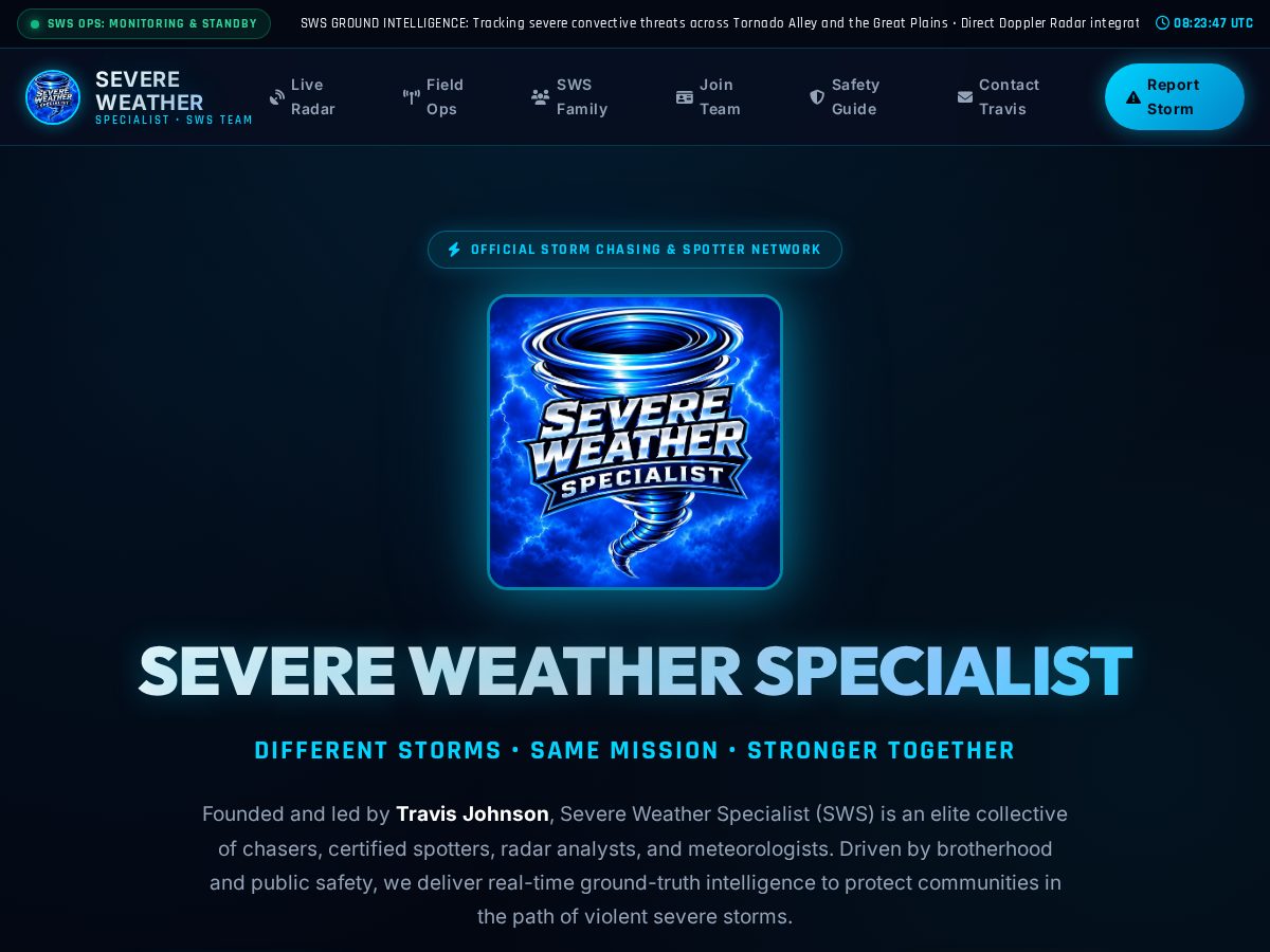 Landing-page snapshot of severeweatherspecialist.org
