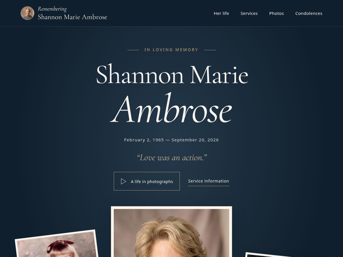 Landing-page snapshot of shannonmarie.org