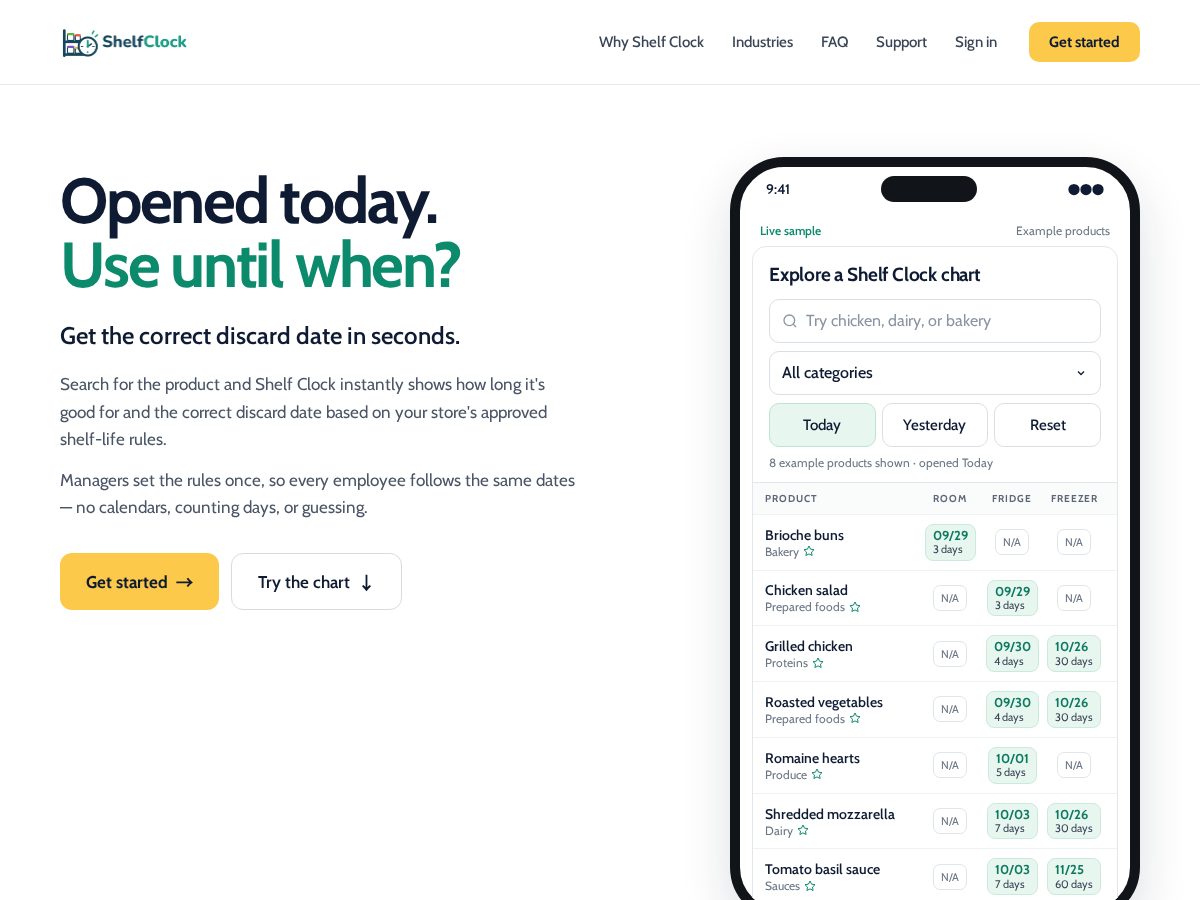Landing-page snapshot of shelfclock.app