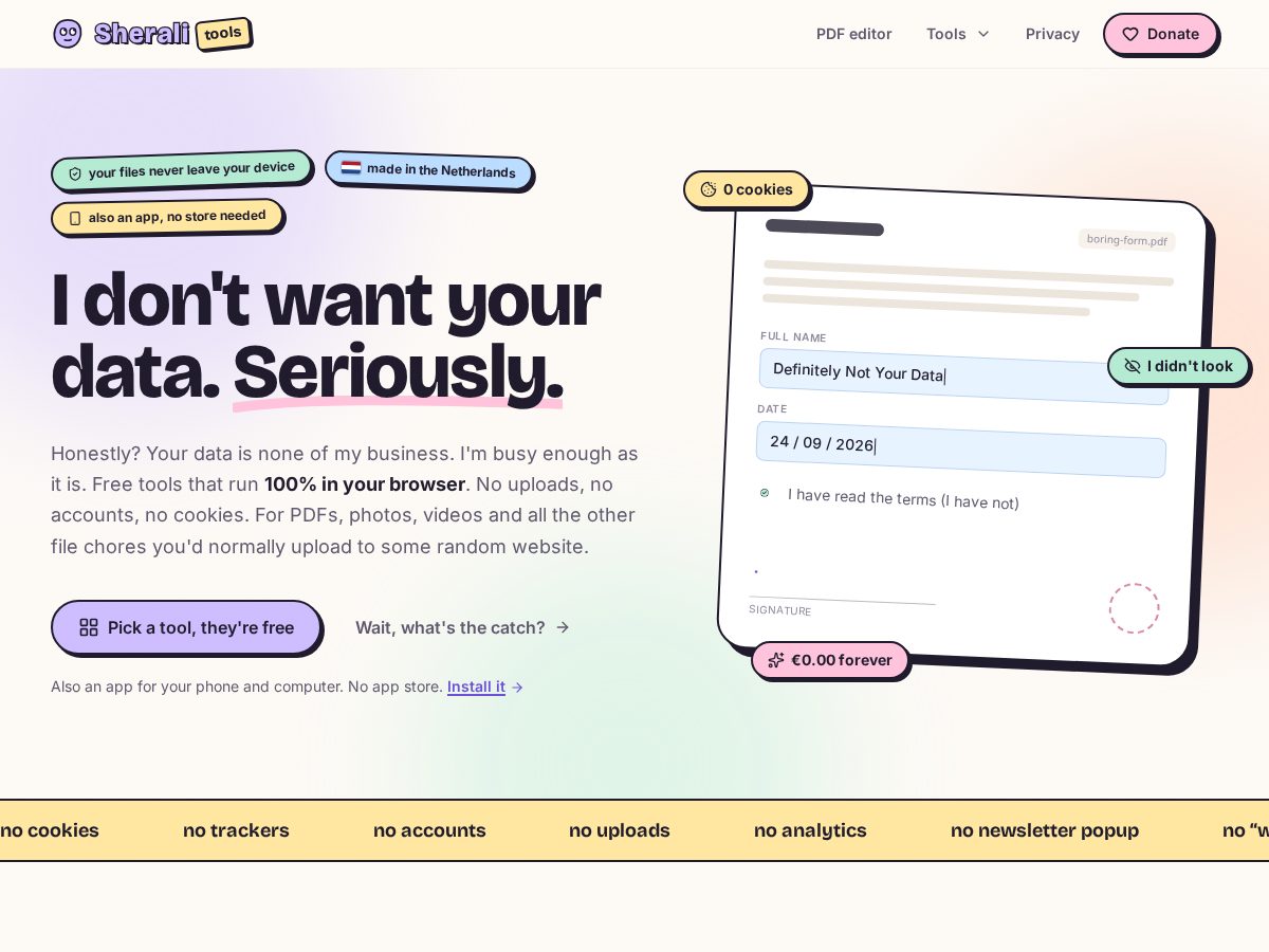 Landing-page snapshot of sheralitools.com