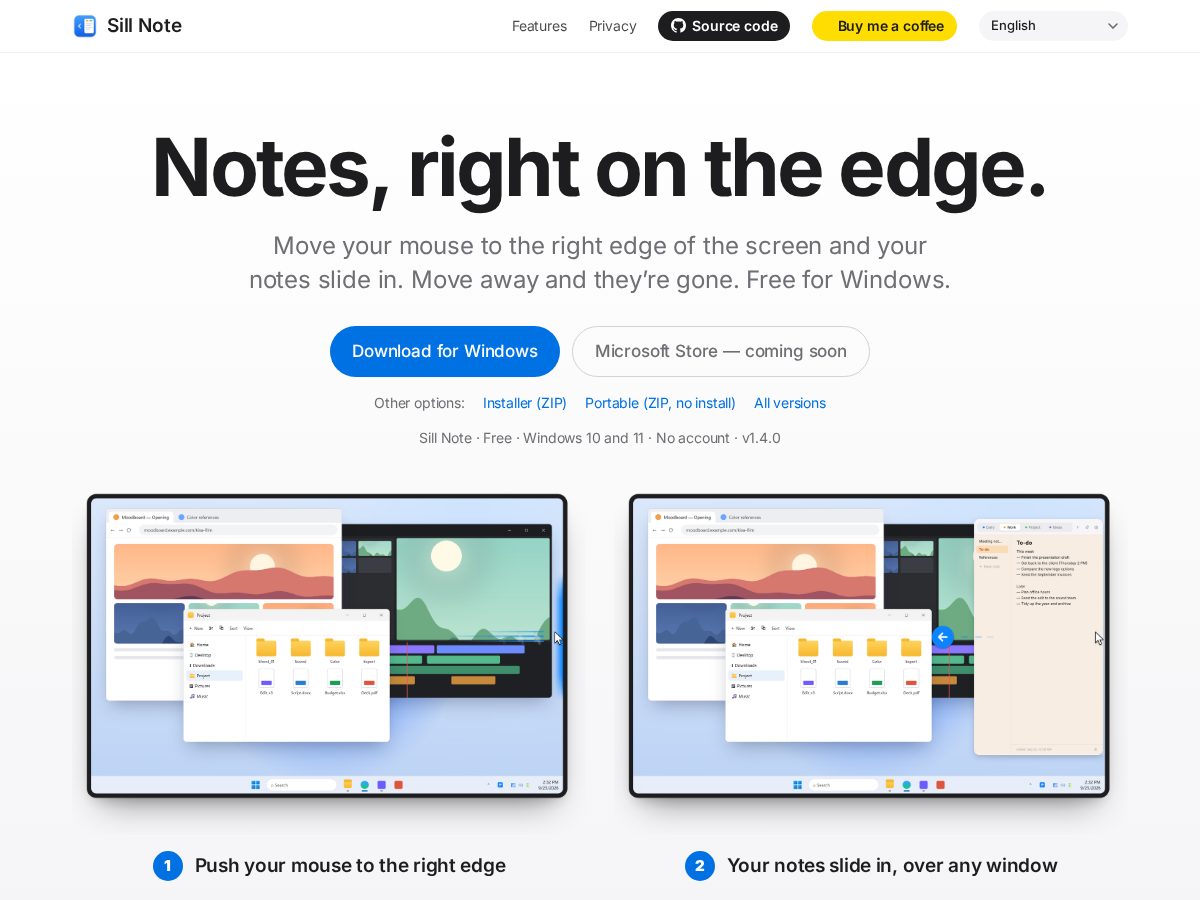 Landing-page snapshot of sillnote.store