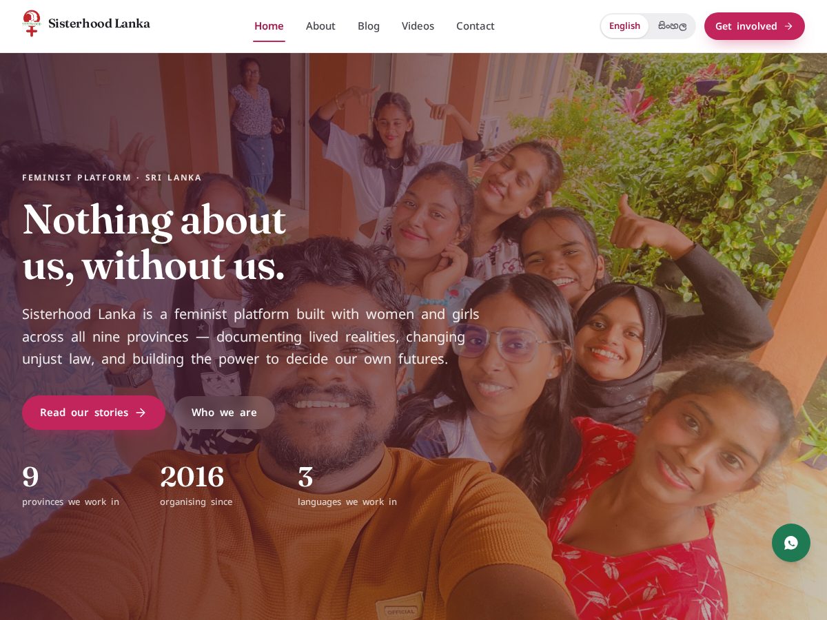 Landing-page snapshot of sisterhoodlanka.org