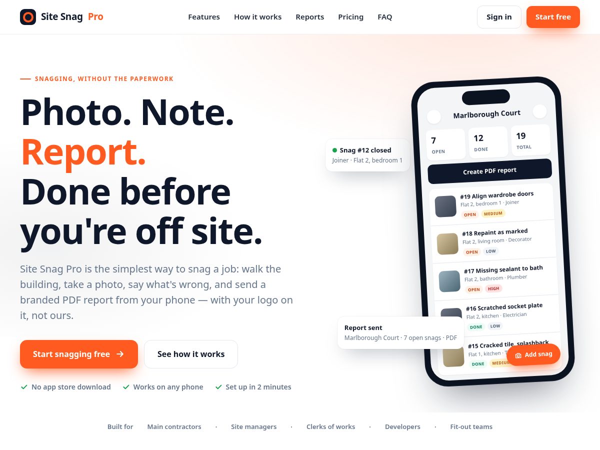 Landing-page snapshot of sitesnagpro.app