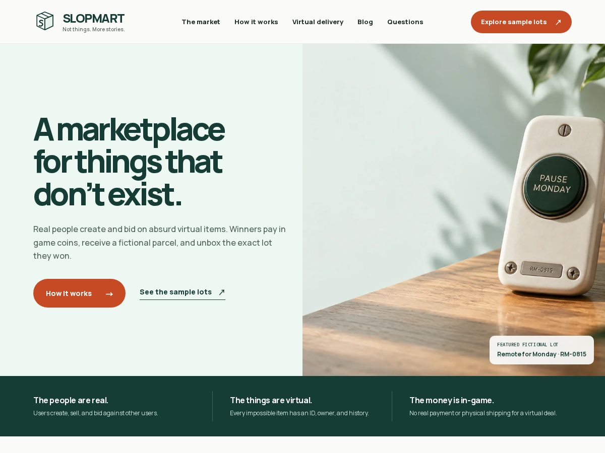 Landing-page snapshot of slopmart.app
