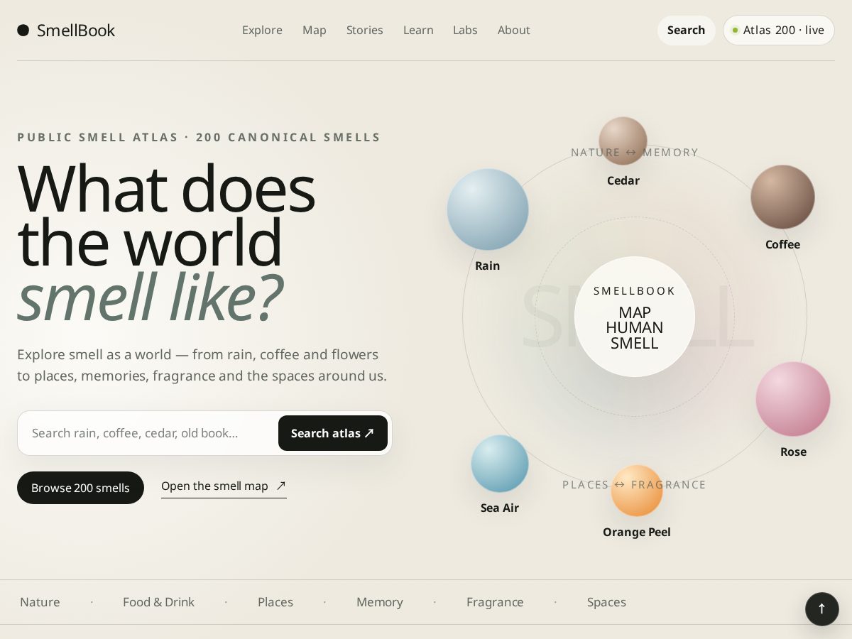 Landing-page snapshot of smellbook.org