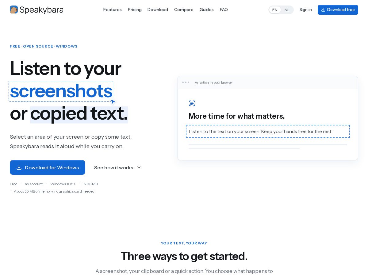 Landing-page snapshot of speakybara.app