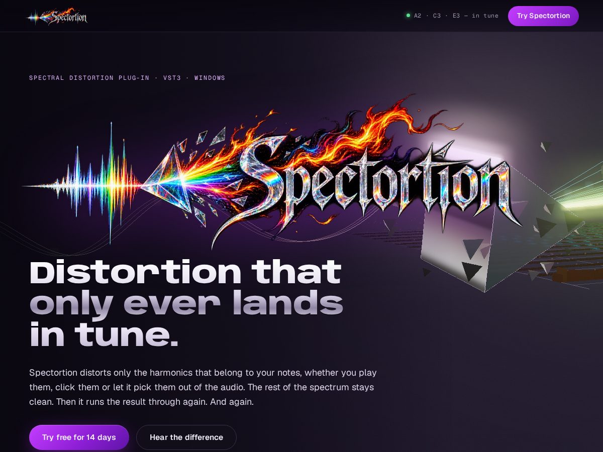 Landing-page snapshot of spectortion.com