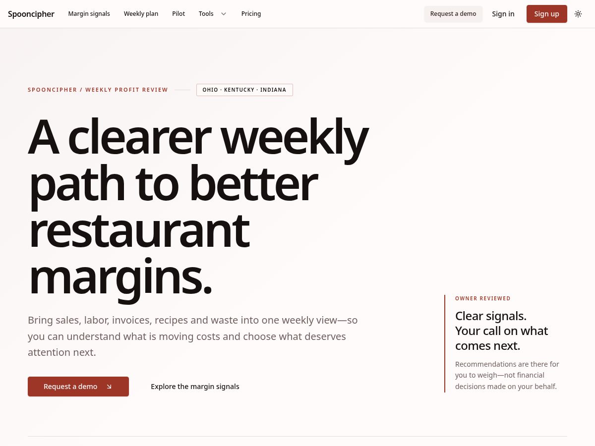 Landing-page snapshot of spooncipher.com