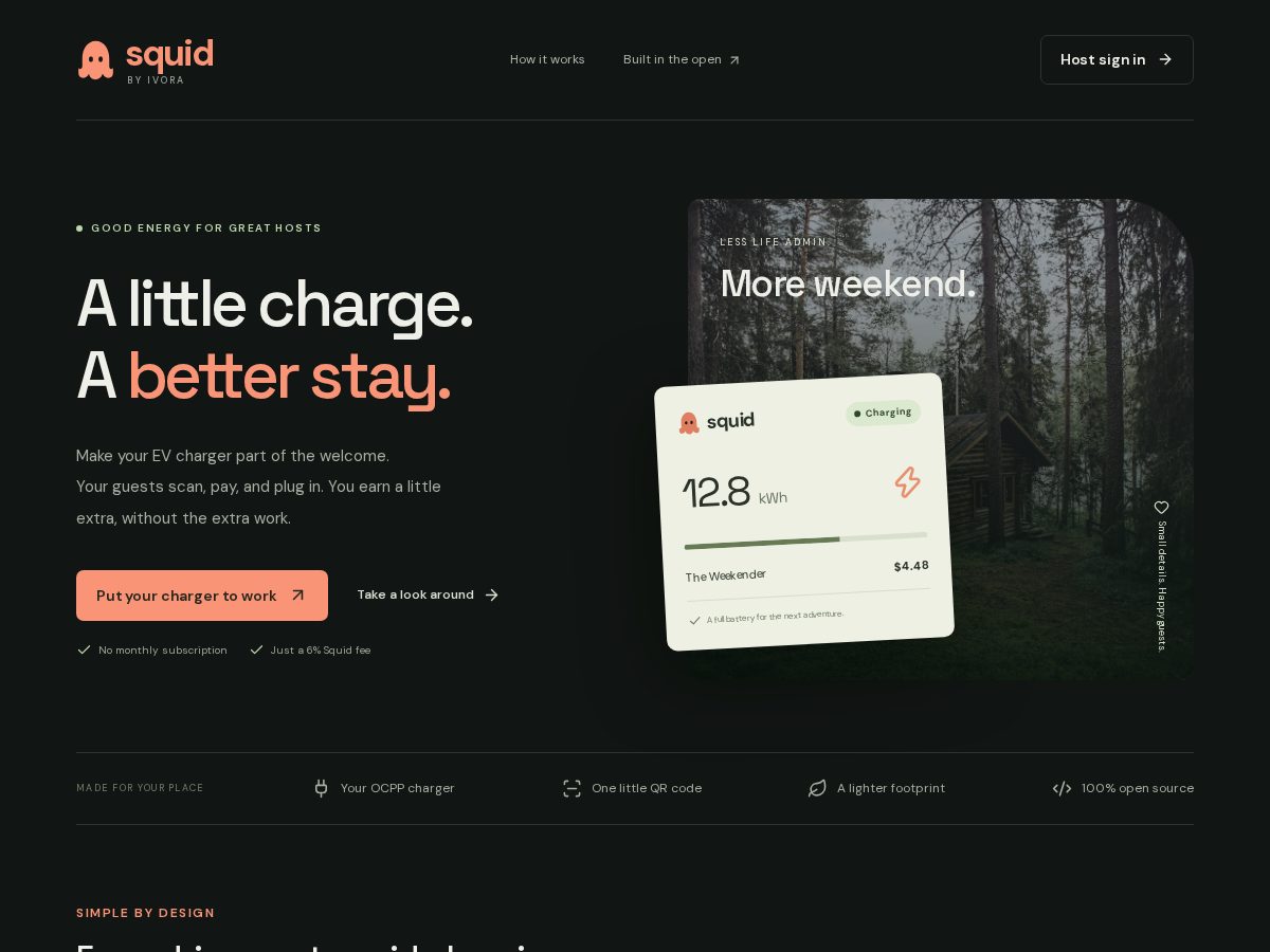 Landing-page snapshot of squidcharge.dev