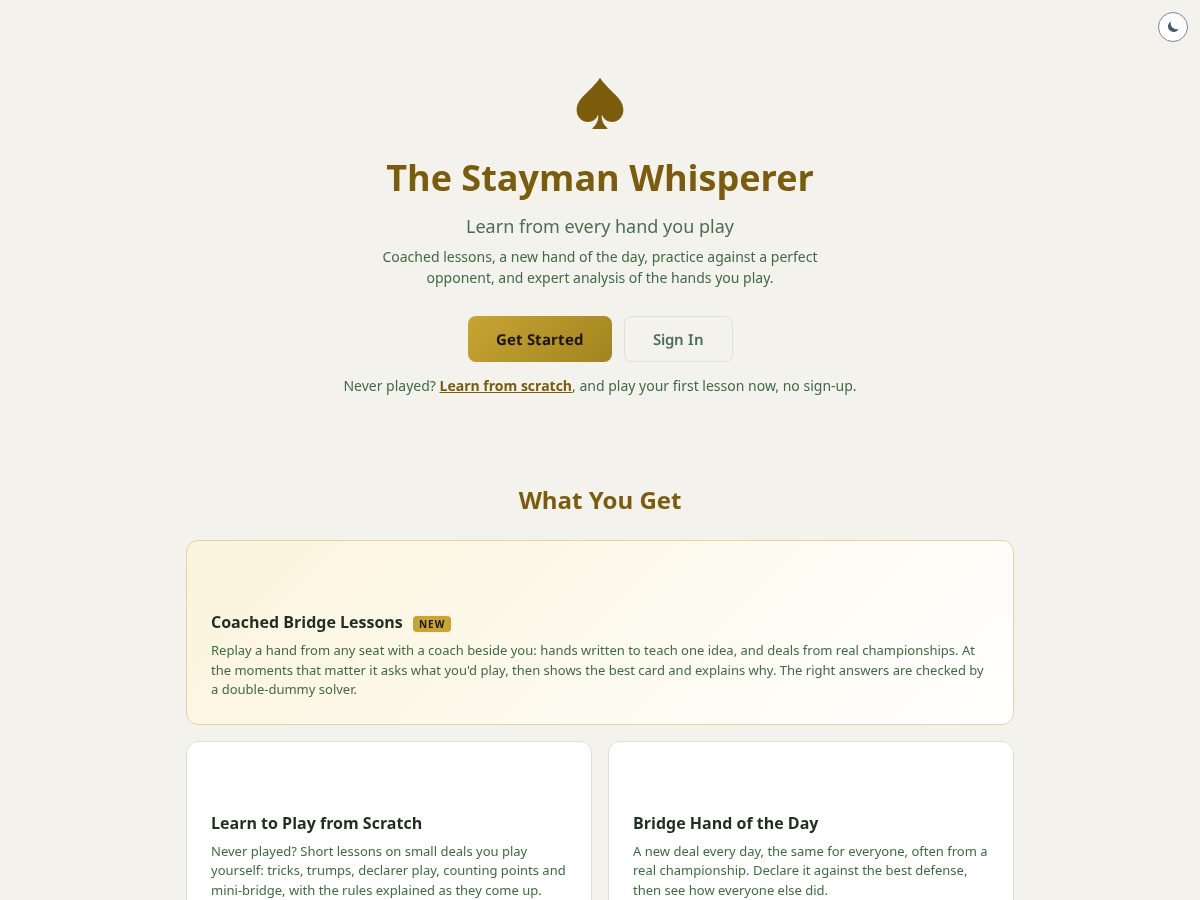 Landing-page snapshot of staymanwhisperer.com