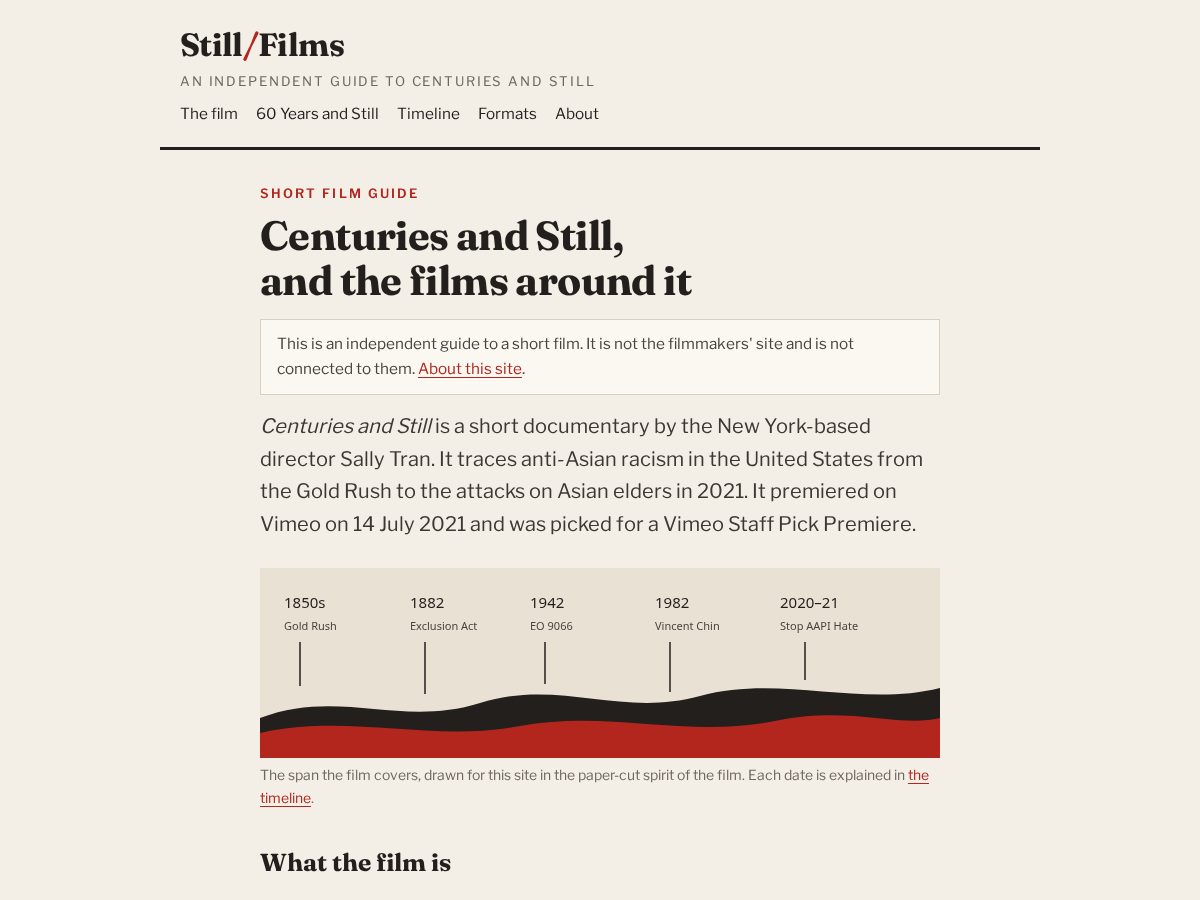 Landing-page snapshot of still-films.com