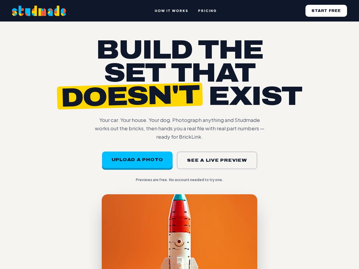 Landing-page snapshot of studmade.app