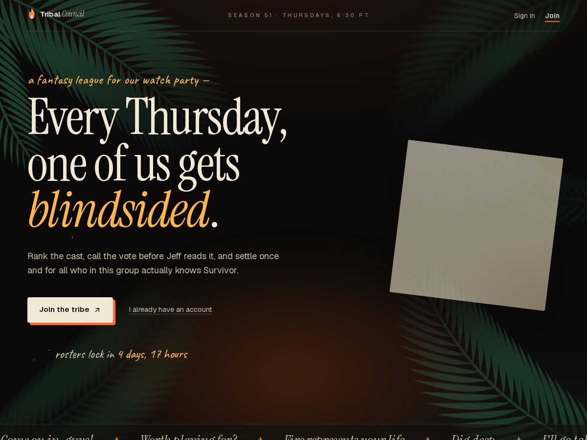 Landing-page snapshot of survivorwithfriends.com