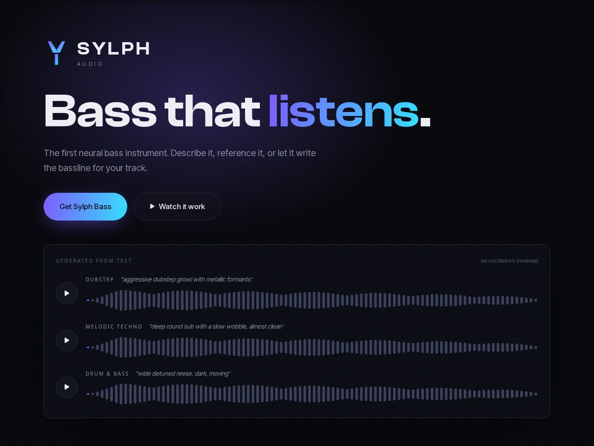 Landing-page snapshot of sylph.audio