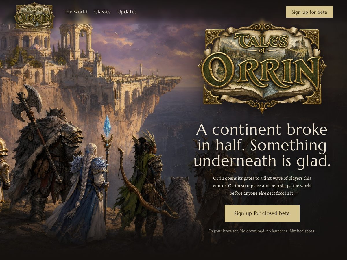 Landing-page snapshot of tales-of-orrin.com