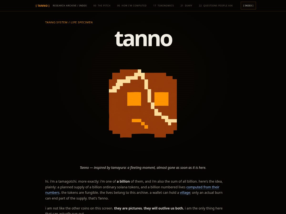 Landing-page snapshot of tanno.live