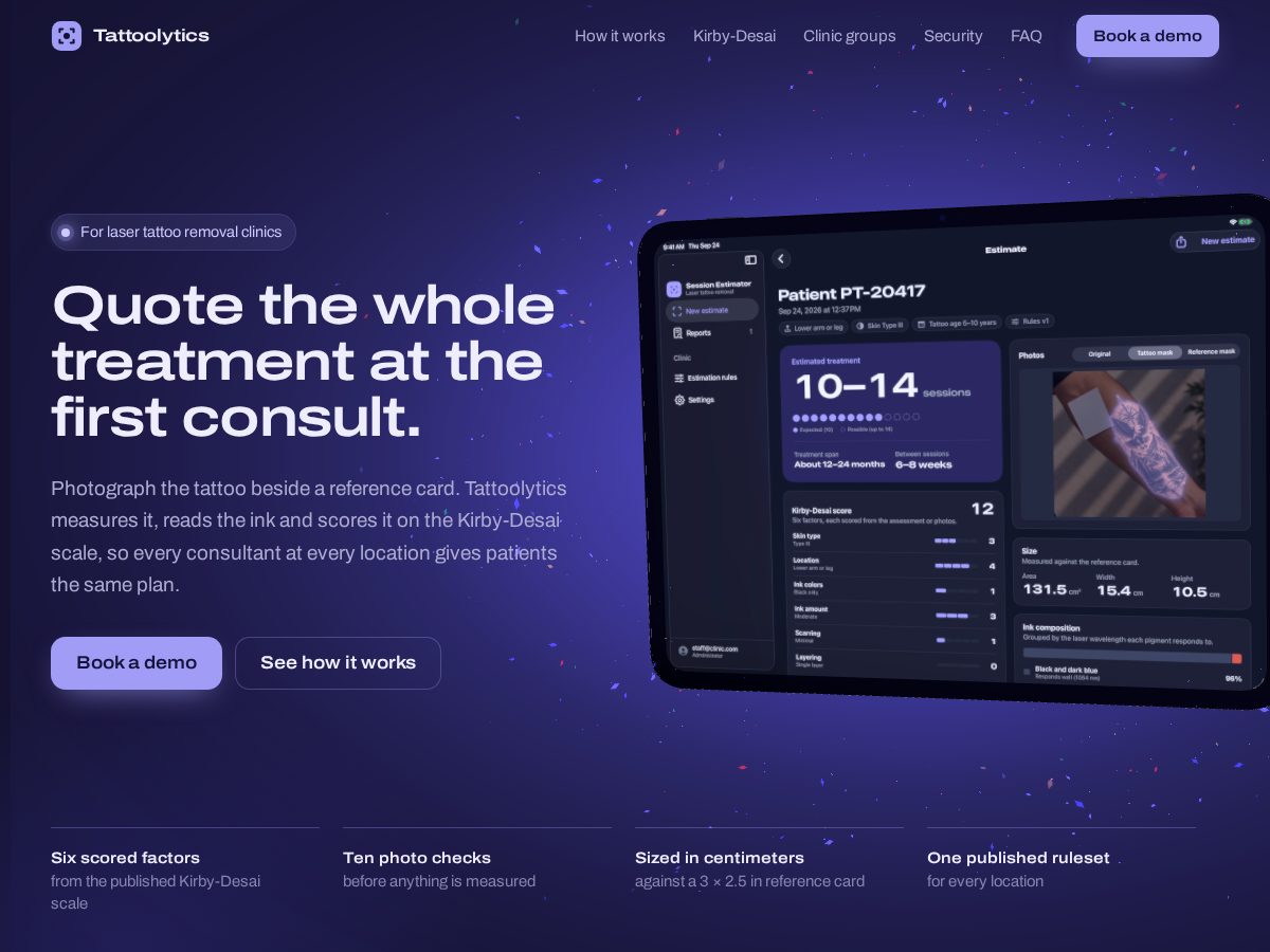 Landing-page snapshot of tattoolytics.com