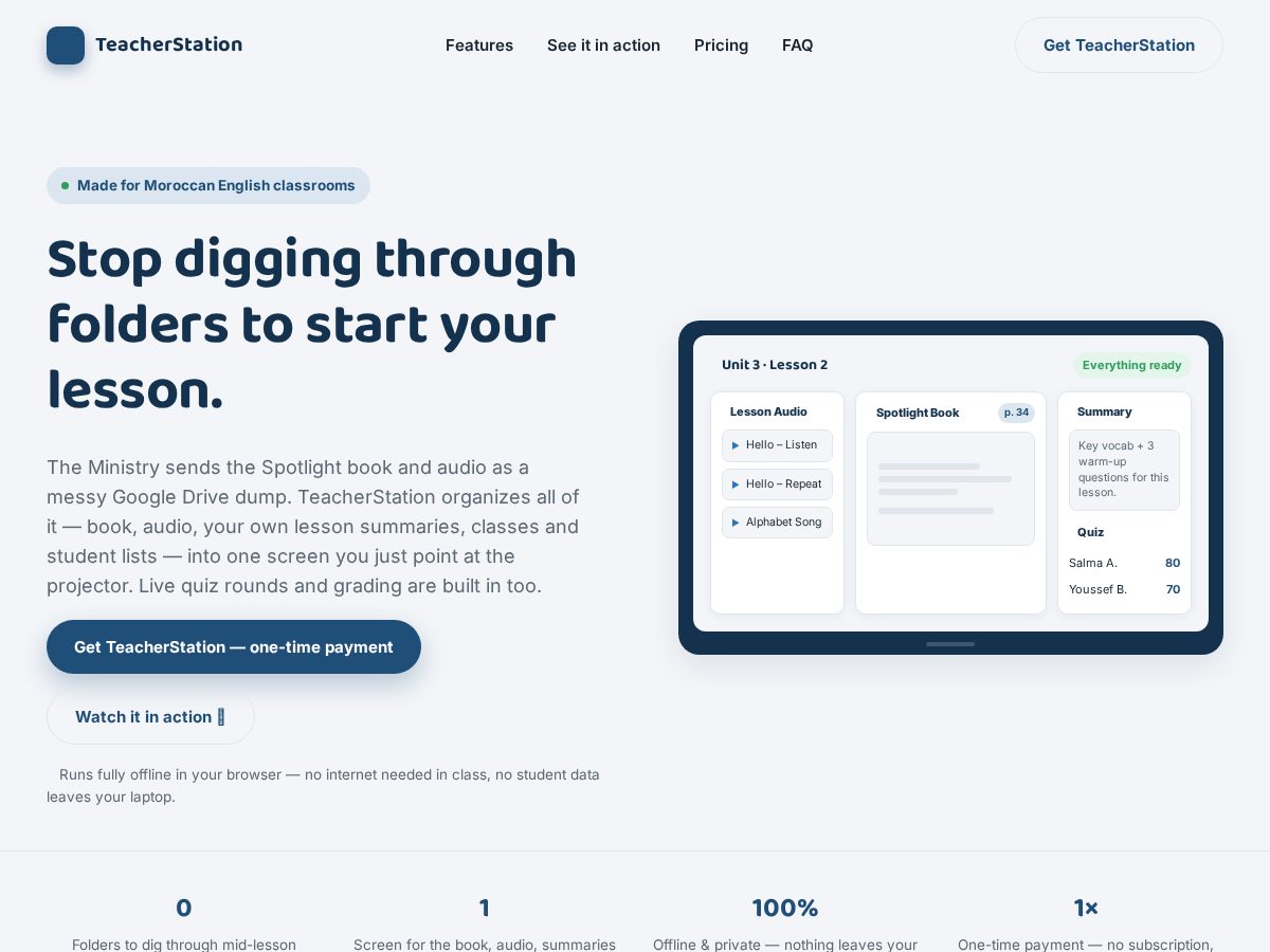 Landing-page snapshot of teacherstation.store