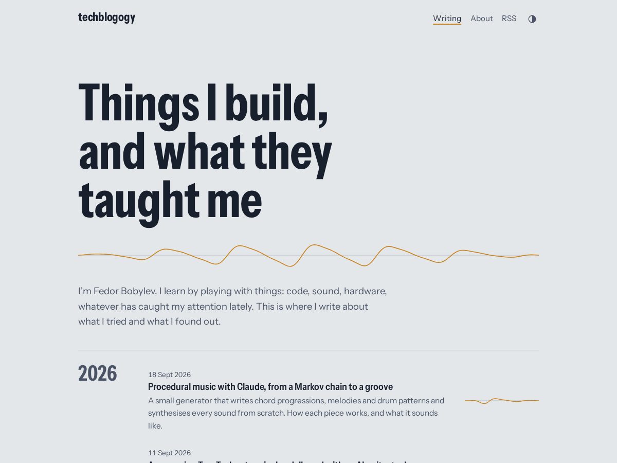 Landing-page snapshot of techblogogy.dev