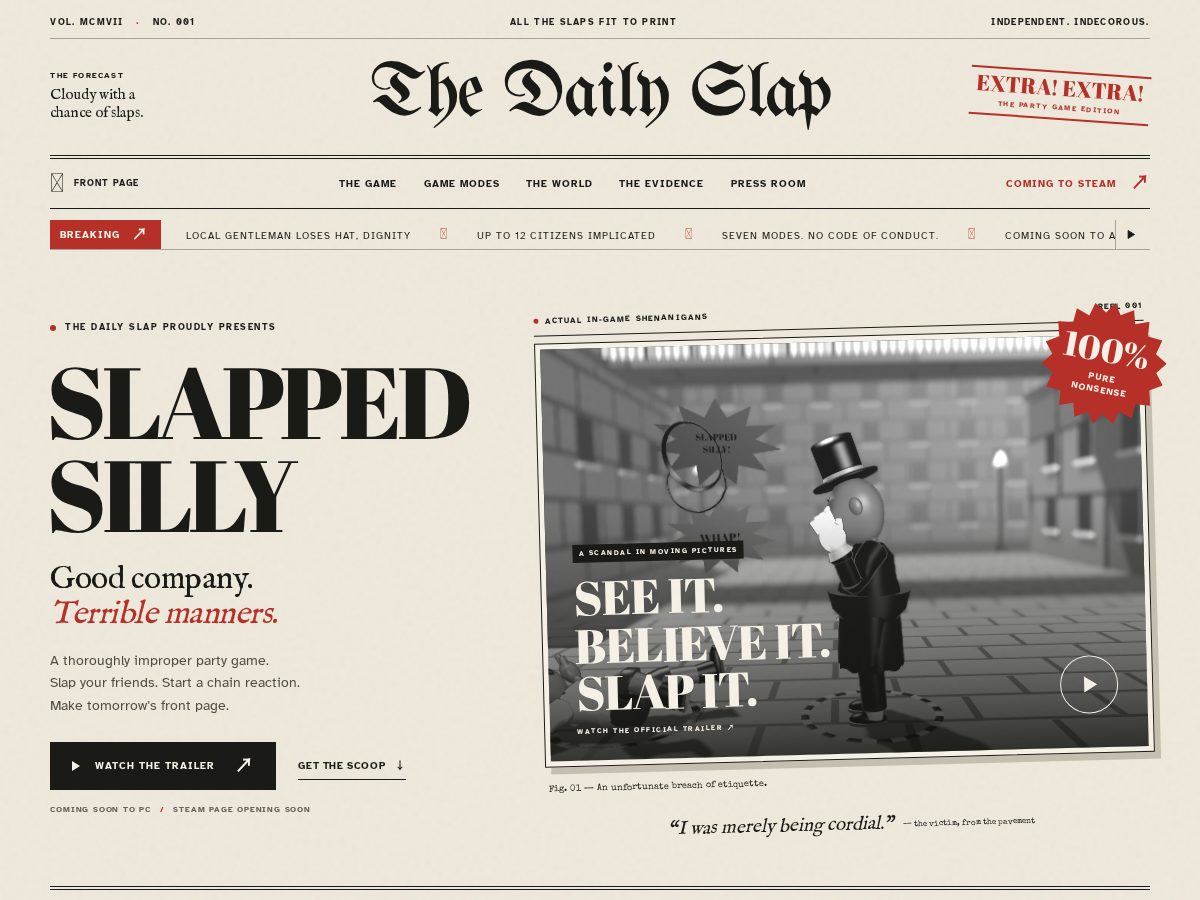 Landing-page snapshot of thedailyslap.com