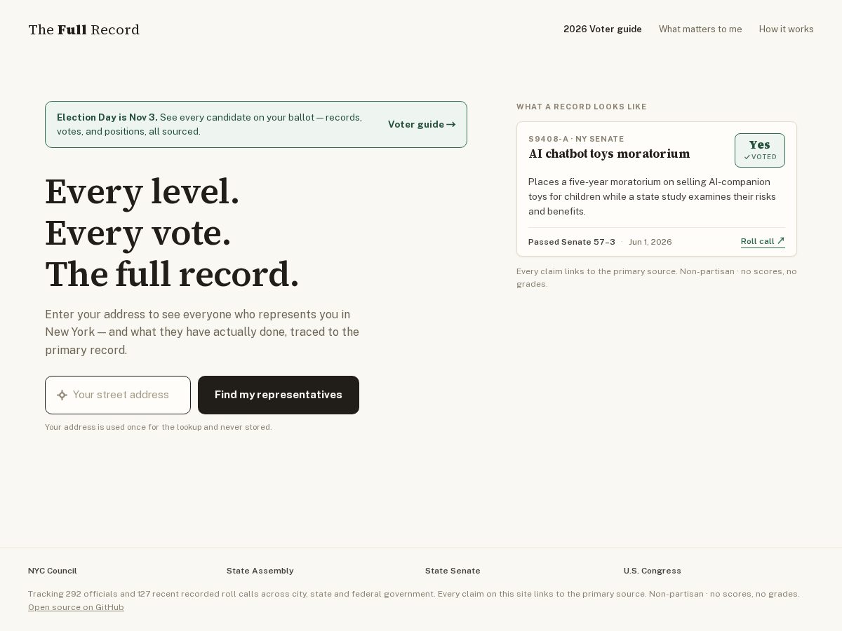 Landing-page snapshot of thefullrecord.org