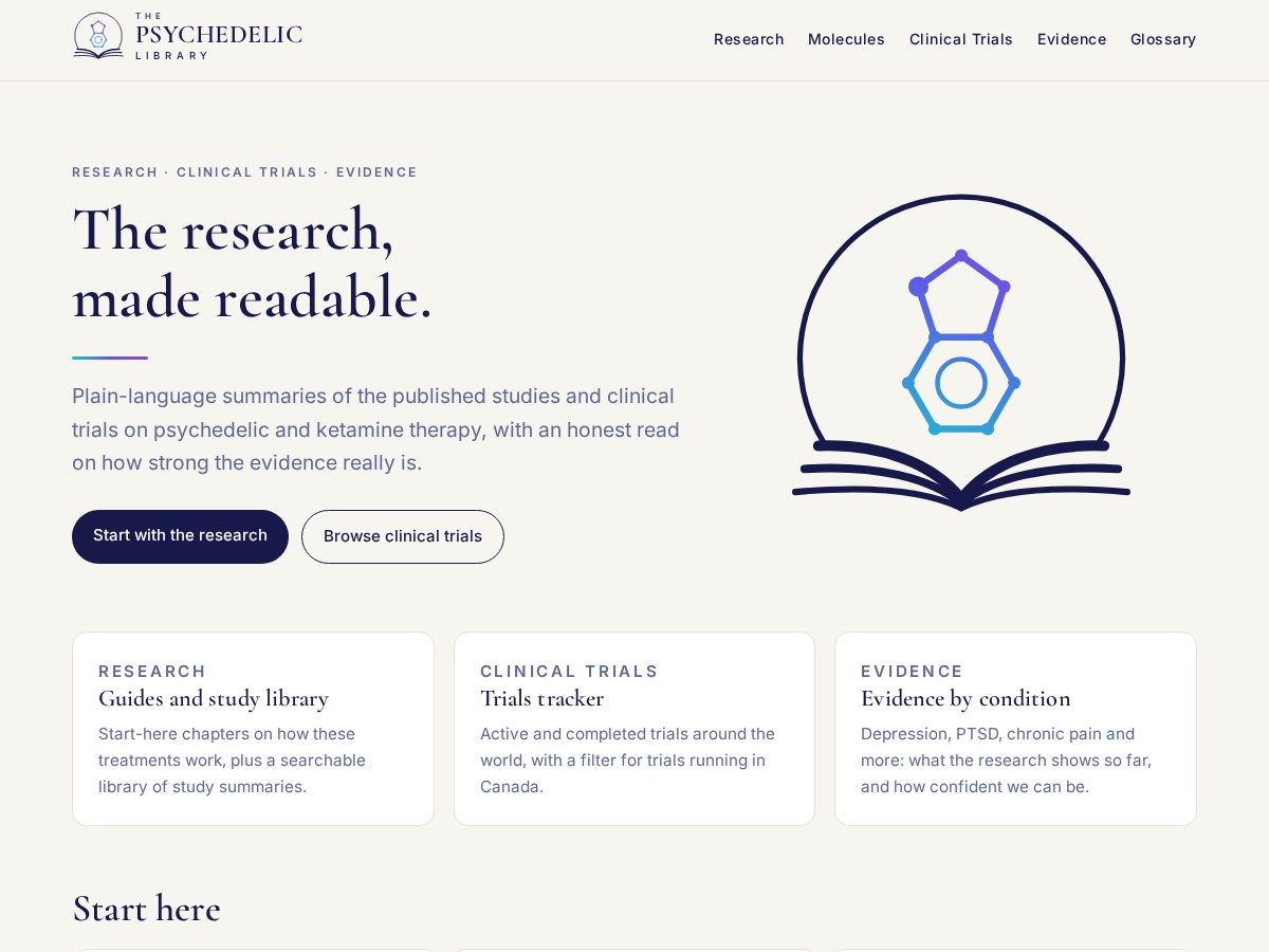 Landing-page snapshot of thepsychedeliclibrary.com