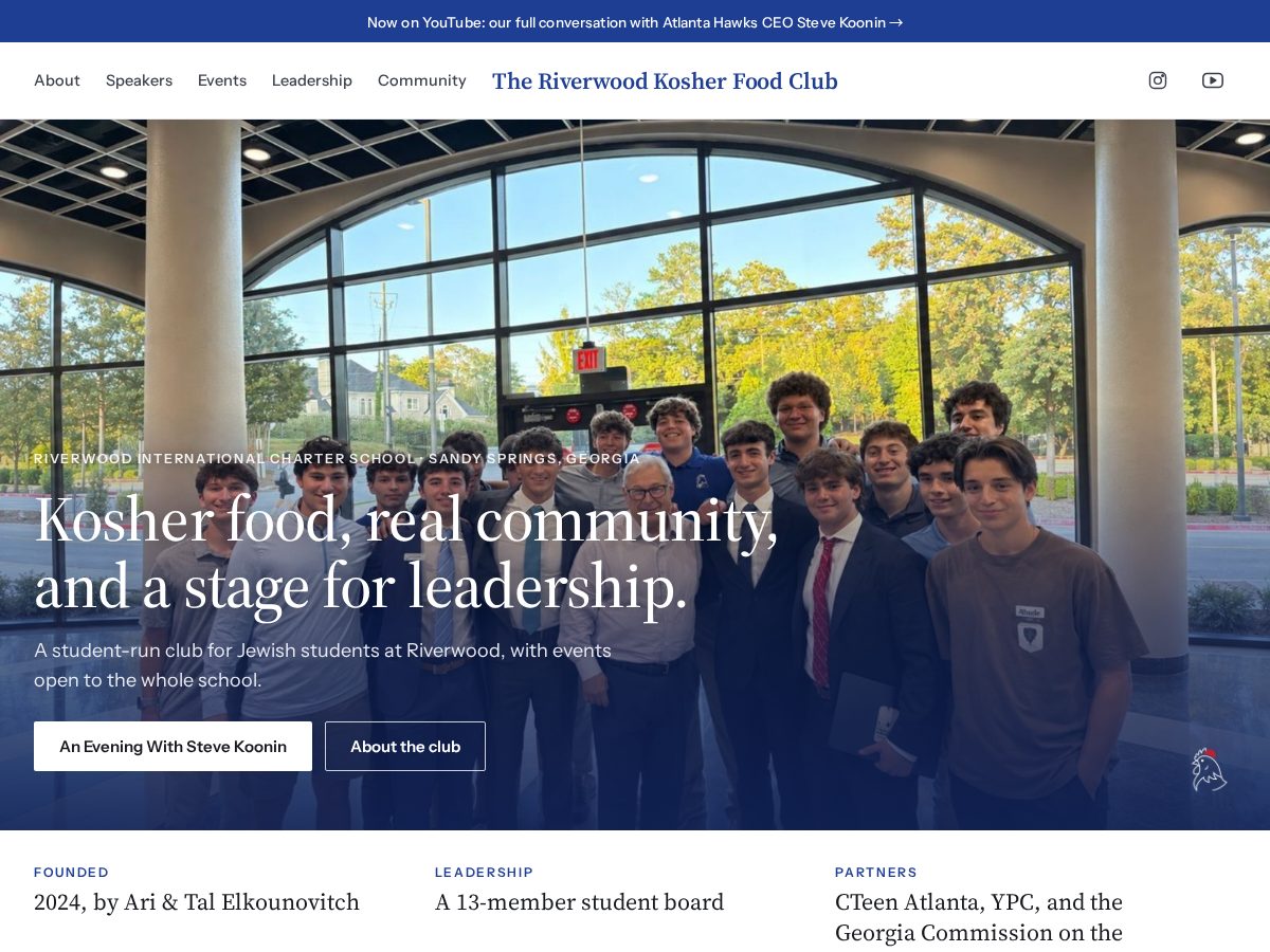 Landing-page snapshot of theriverwoodkosherfoodclub.com