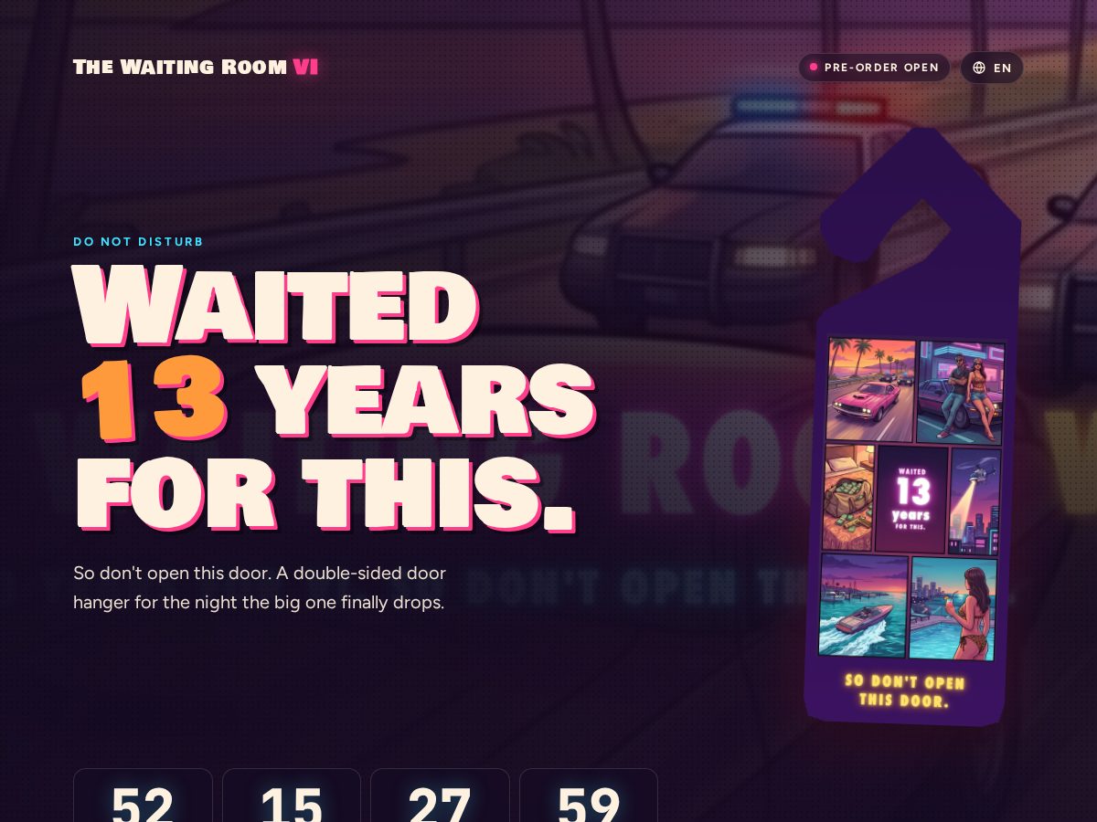Landing-page snapshot of thewaitingroomvi.com