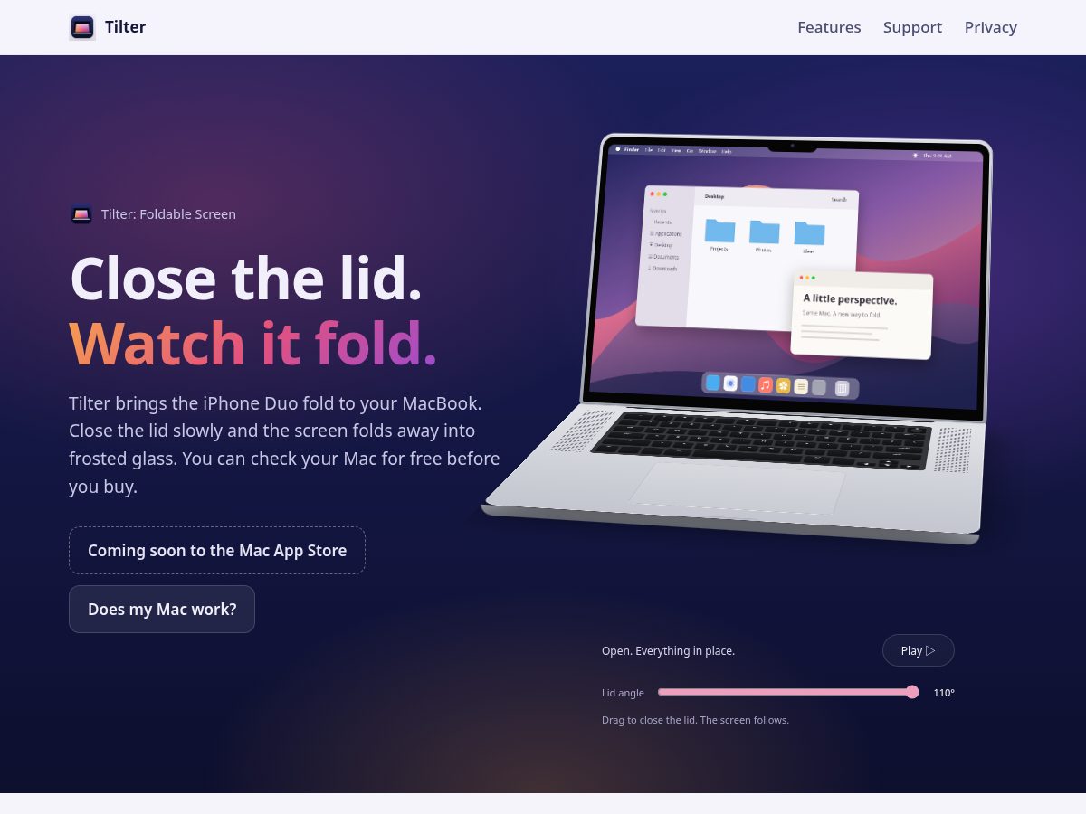 Landing-page snapshot of tilter.app