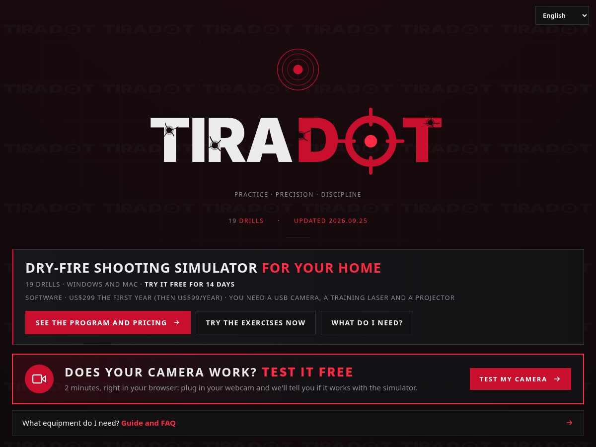 Landing-page snapshot of tiradot.com