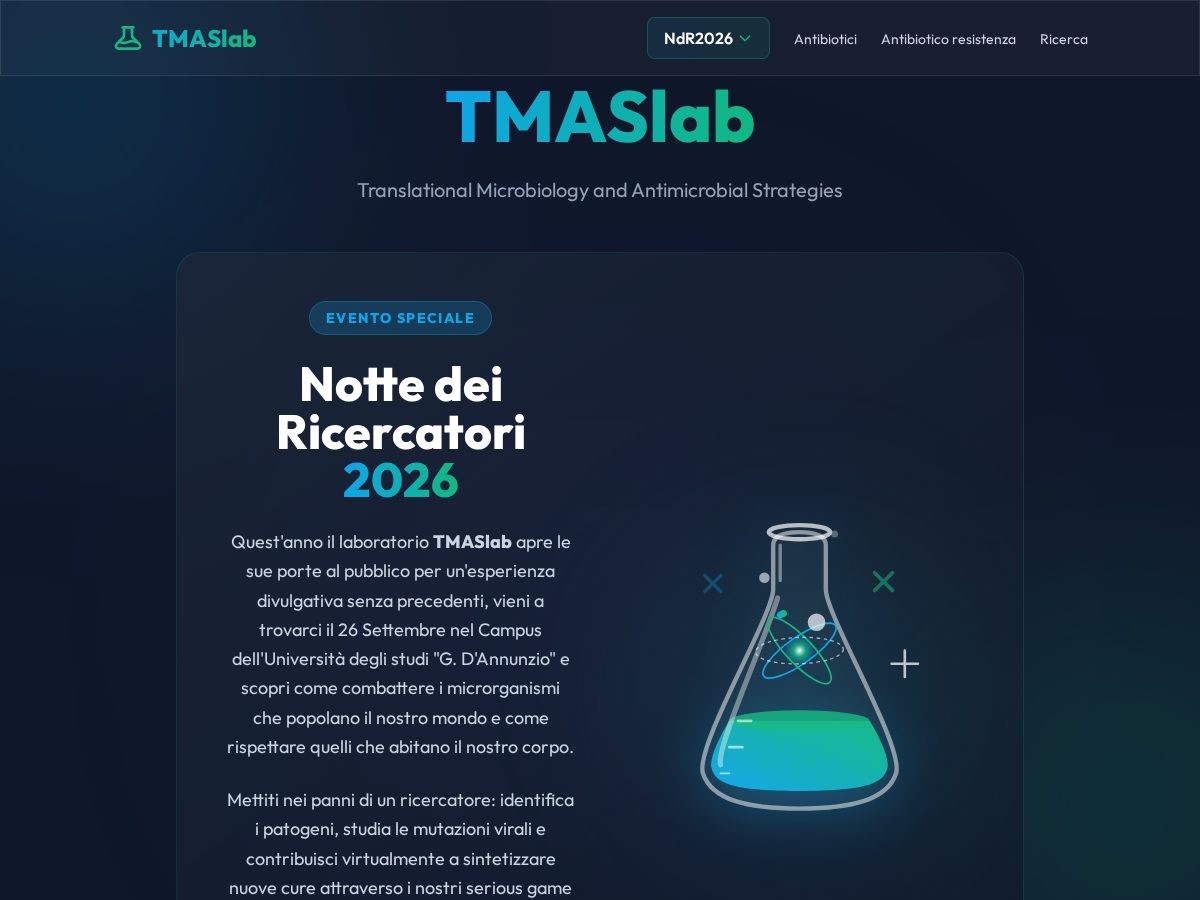 Landing-page snapshot of tmaslab.org