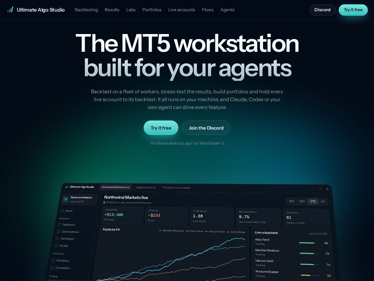 Landing-page snapshot of ultimatealgostudio.com