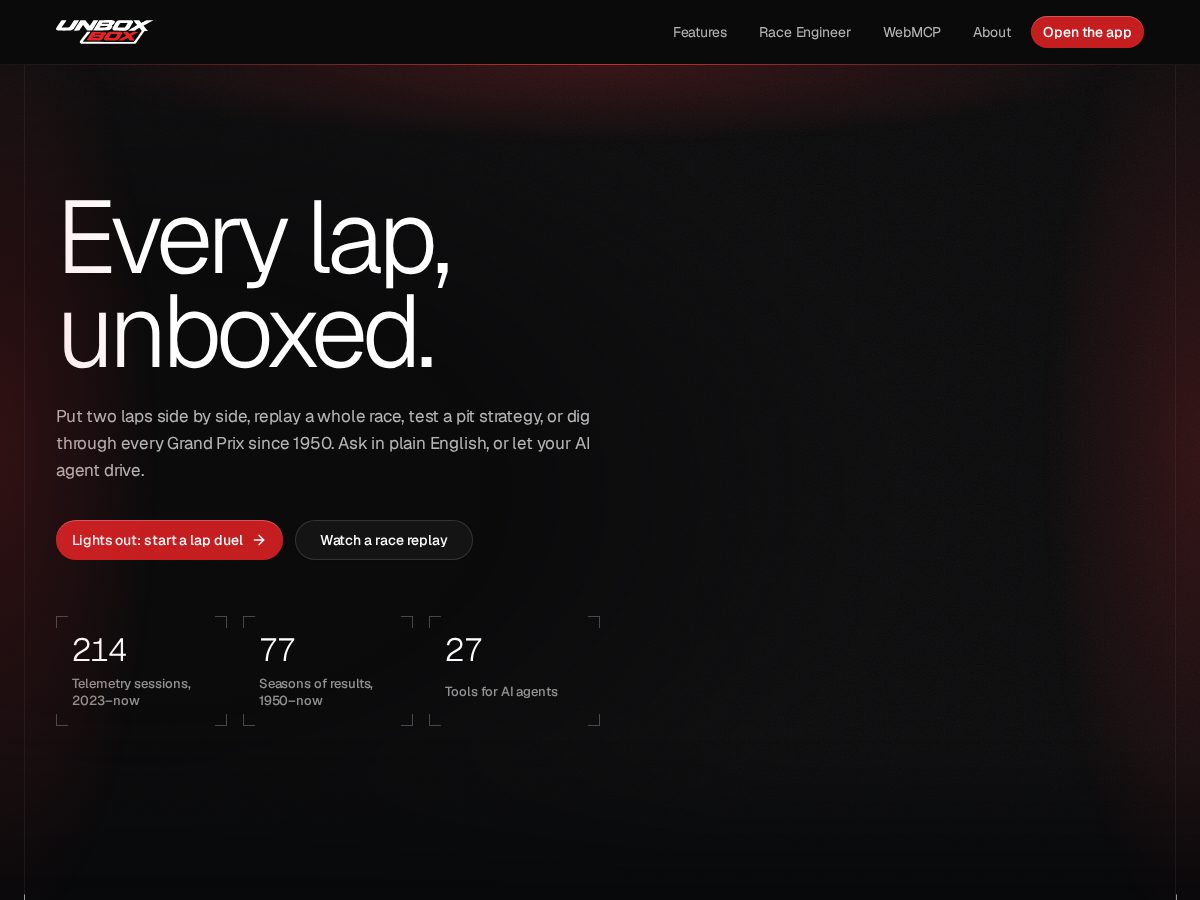 Landing-page snapshot of unboxbox.com