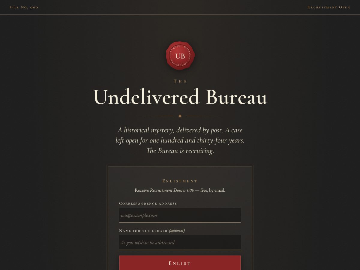 Landing-page snapshot of undeliveredbureau.com
