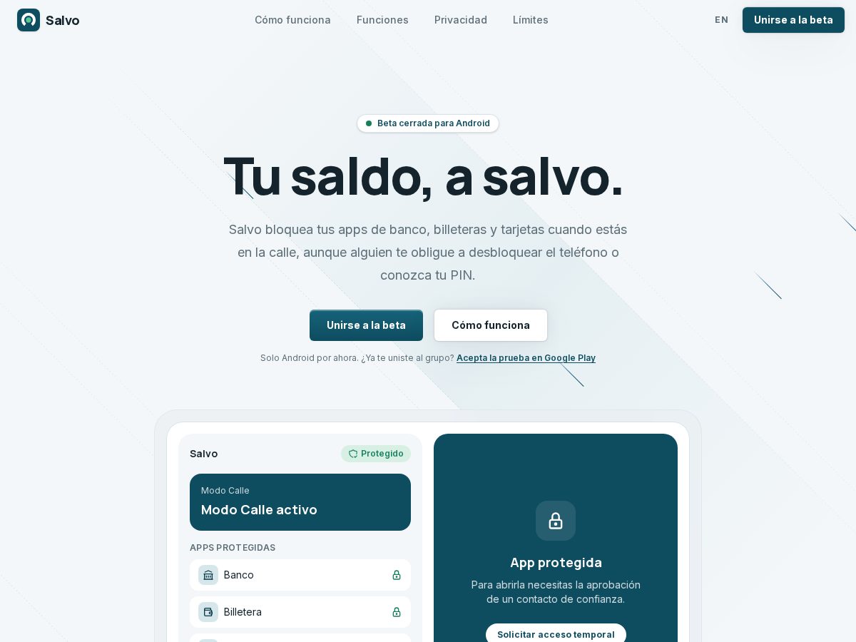Landing-page snapshot of usasalvo.app