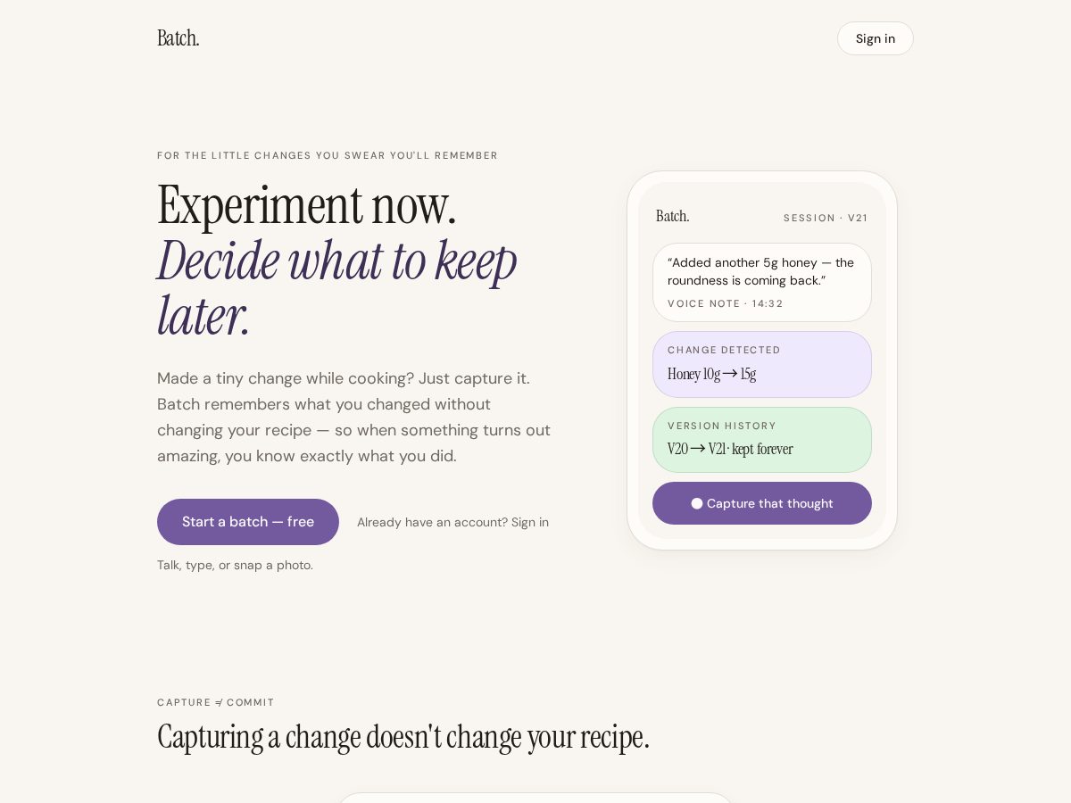 Landing-page snapshot of usebatch.app