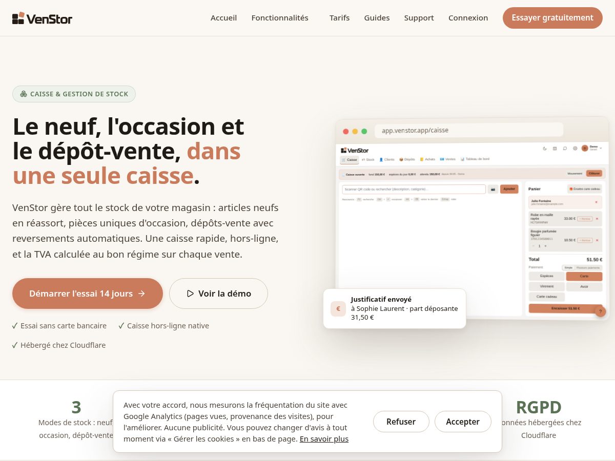 Landing-page snapshot of venstor.app