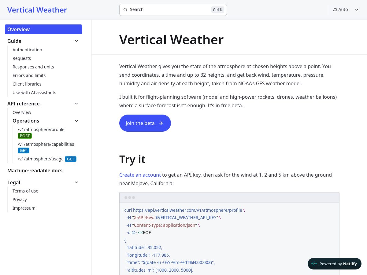 Landing-page snapshot of verticalweather.com