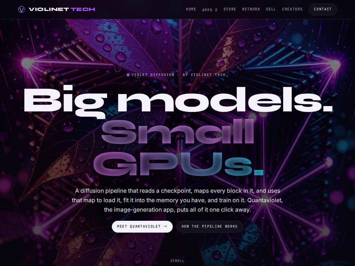 Landing-page snapshot of violetdiffusion.com