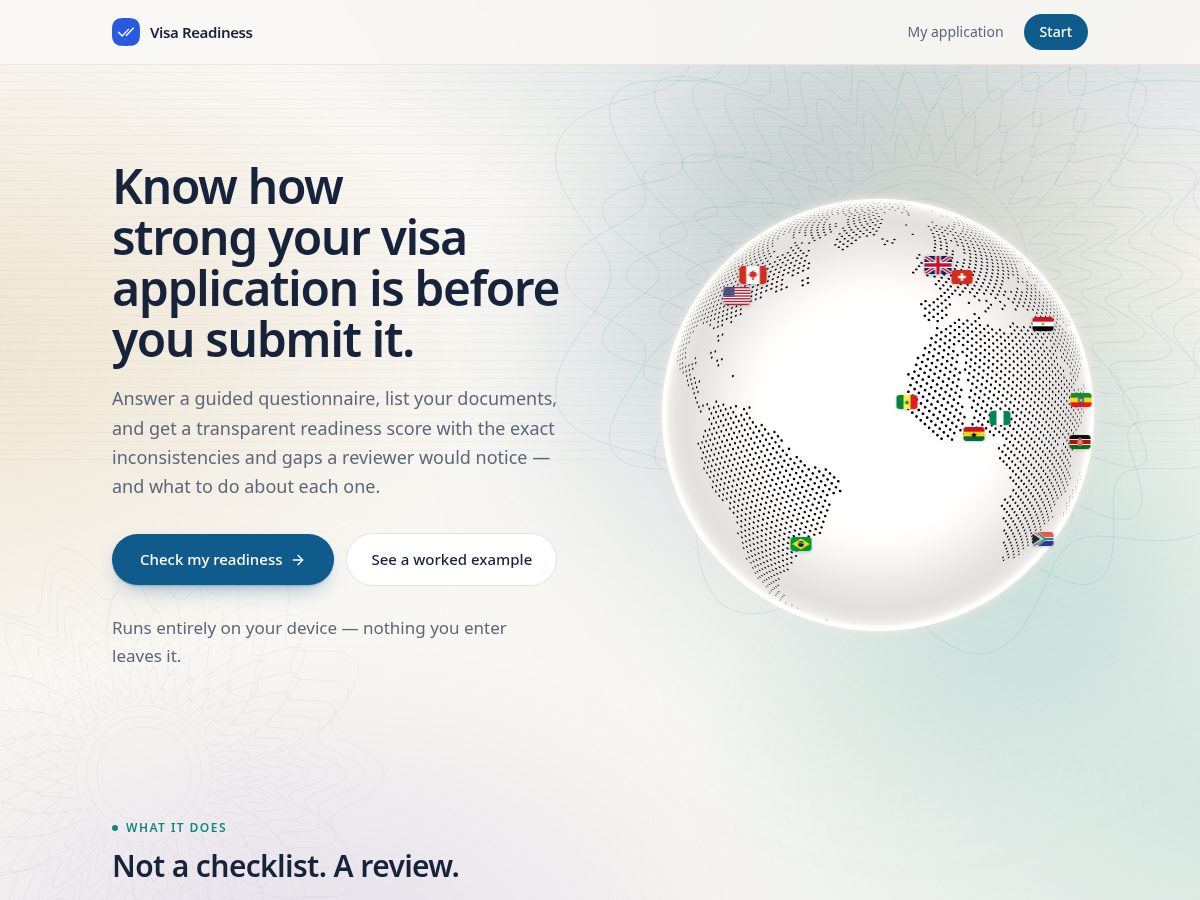 Landing-page snapshot of visareadiness.com