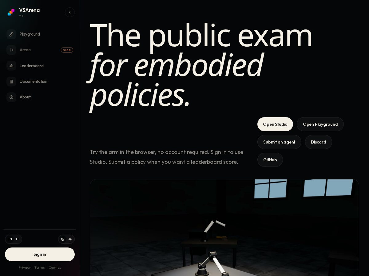 Landing-page snapshot of vsarena.app