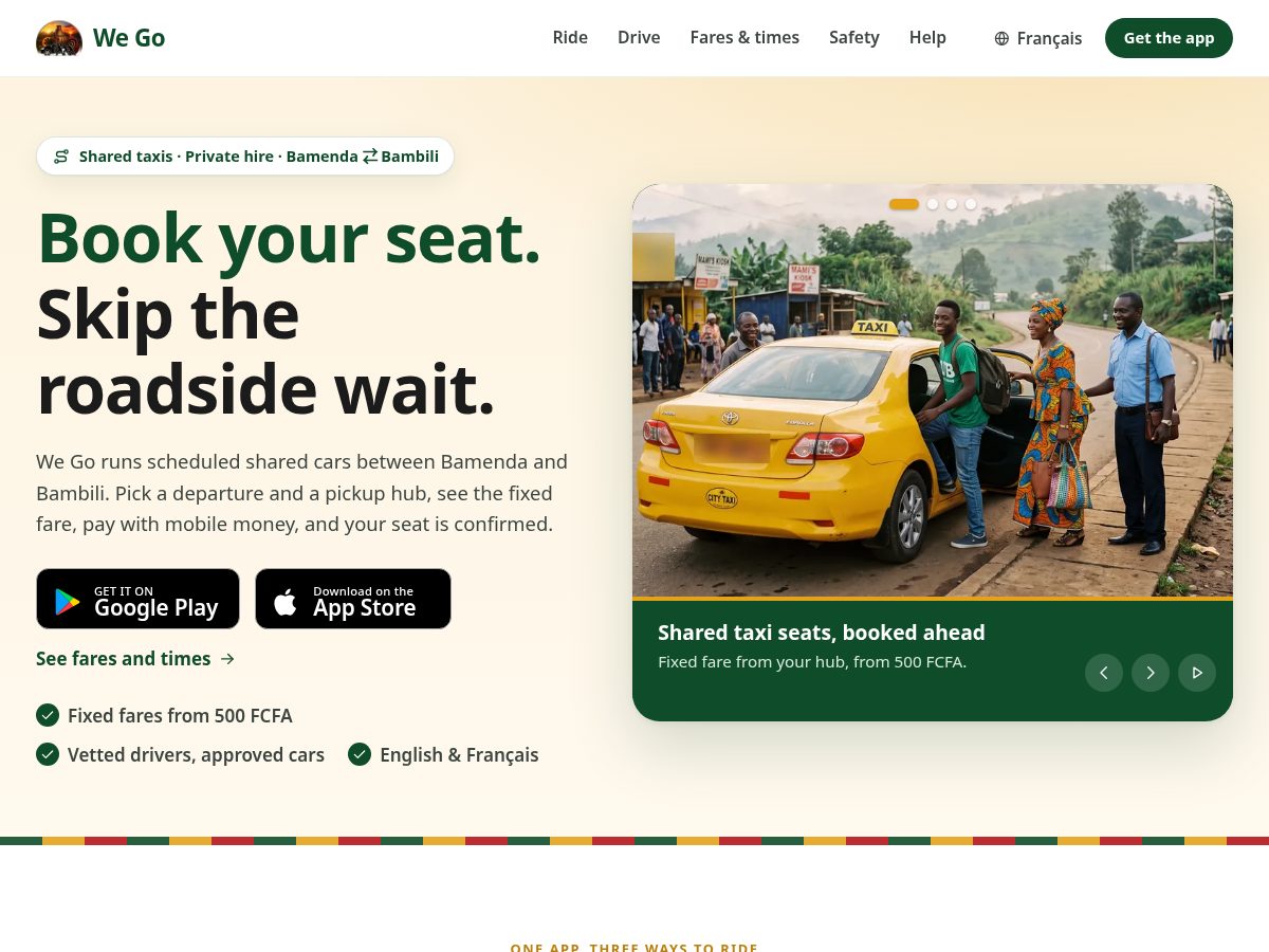 Landing-page snapshot of wegocameroun.com