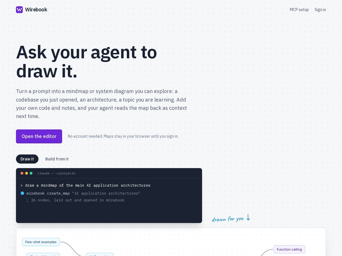 Landing-page snapshot of wirebook.app